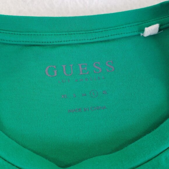Guess Embroidered Womens Skinny T Shirt *READ* Green LARGE Cap Sleeve Stretch - Picture 6 of 12